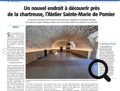 Publié par Dominique Ersnt. Haute-Savoie : un nouvel endroit à découvrir près de la chartreuse, l’Atelier Sainte-Marie de Pomier  En rénovant l’ancienne ferme-écurie de la chartreuse, Nathalie et Christophe Chemtob ont réalisé un espace artistique unique dans le Genevois, dédié à la création et au bien-être. 