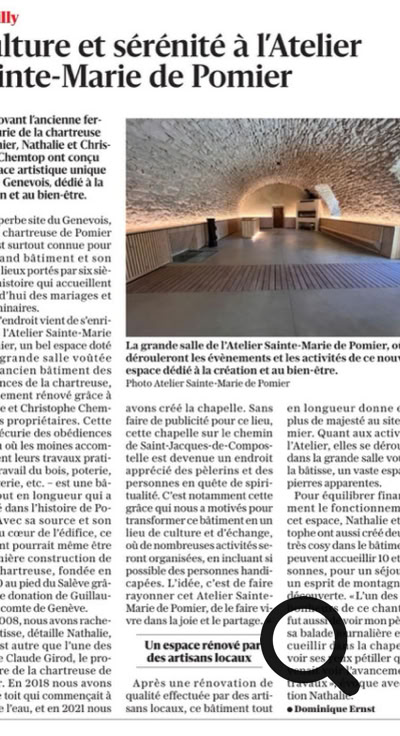 Publié par Dominique Ersnt. Haute-Savoie : un nouvel endroit à découvrir près de la chartreuse, l’Atelier Sainte-Marie de Pomier 