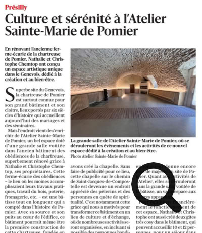 Publié par Dominique Ersnt. Haute-Savoie : un nouvel endroit à découvrir près de la chartreuse, l’Atelier Sainte-Marie de Pomier 