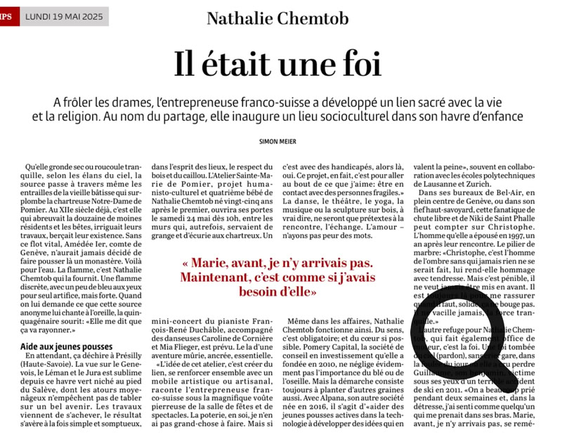 Simon Meier. A frôler les drames, l’entrepreneuse franco-suisse a développé un lien sacré à la vie et à la religion. Au nom du partage, elle inaugure un lieu socio-culturel dans son havre d’enfance